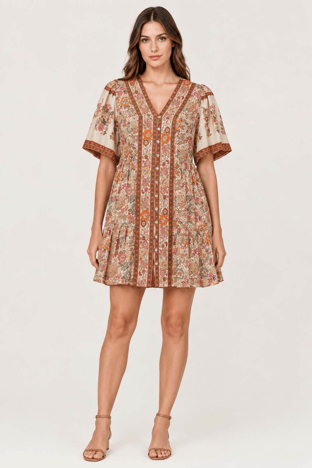Boho Floral Print Woven Mini Dress - Bella Blossom Boutique
