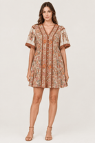 Boho Floral Print Woven Mini Dress - Bella Blossom Boutique