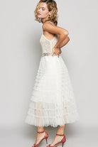 Boho Romance Vintage Crochet Lace Tiered Midi Dress - Bella Blossom Boutique