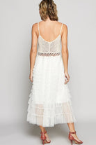 Boho Romance Vintage Crochet Lace Tiered Midi Dress - Bella Blossom Boutique