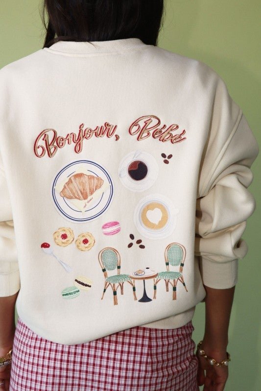 Bonjour Bébé Café Au Lait Oversized Sweatshirt - Bella Blossom Boutique
