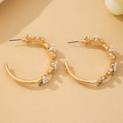 Botanical Bloom: White Enamel & Crystal Gold Hoop Earrings - Bella Blossom Boutique