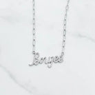 "Boujee" Crystal Script Necklace – Silver - Plated Paperclip Chain - Bella Blossom Boutique