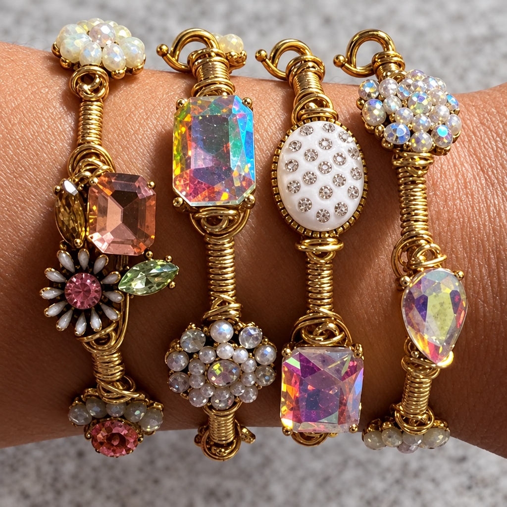 Brass Bejeweled Bangles - Bella Blossom Boutique