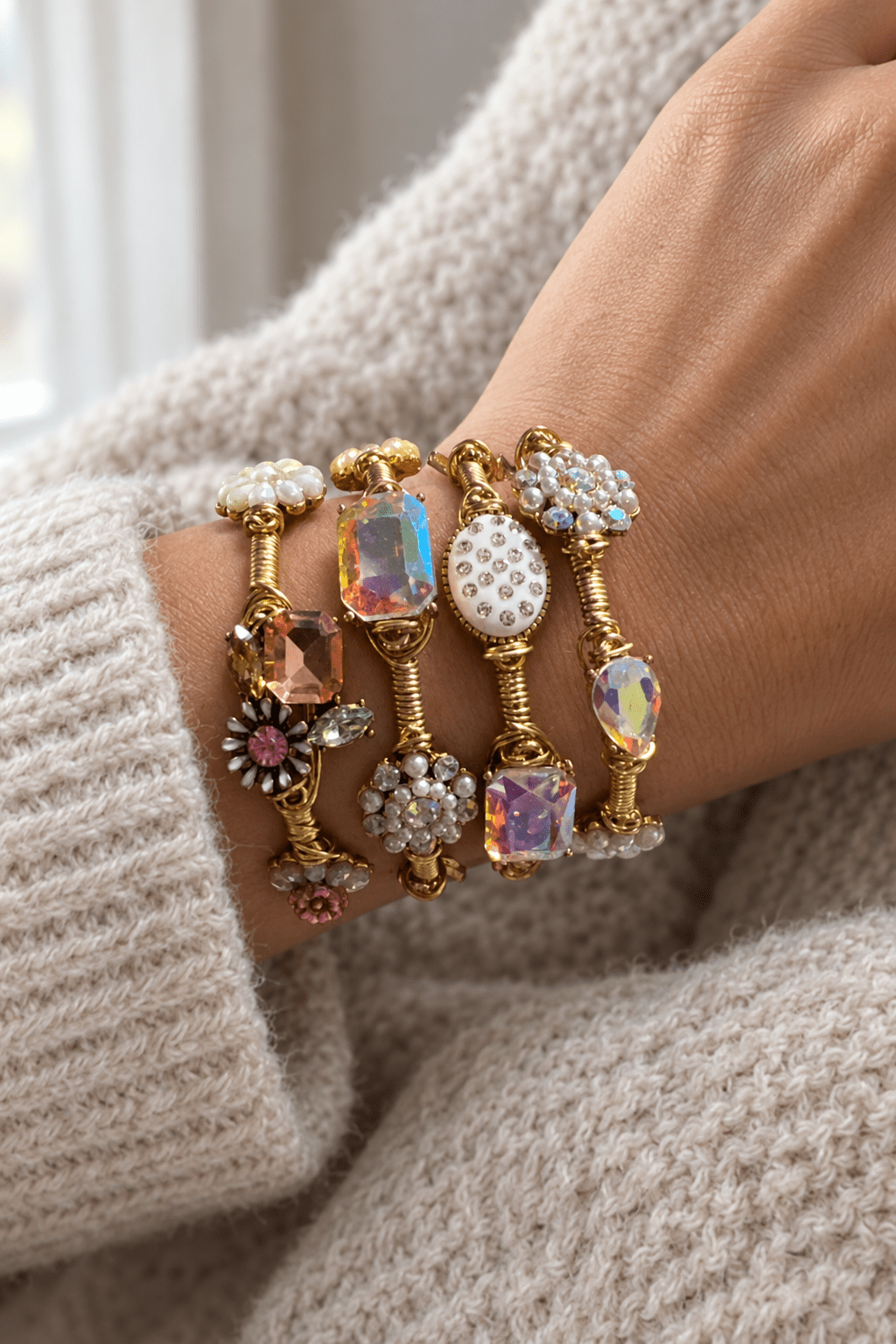 Brass Bejeweled Bangles - Bella Blossom Boutique