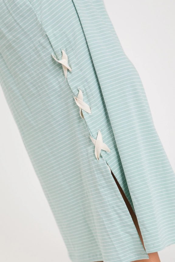 Breezy Coastal Striped Maxi Dress – Oversized Lace - Up Comfort - Bella Blossom Boutique