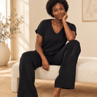 Breezy Crinkle Knit 2-Piece V-Neck Set - Bella Blossom Boutique