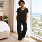 Breezy Crinkle Knit 2-Piece V-Neck Set - Bella Blossom Boutique