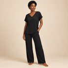 Breezy Crinkle Knit 2-Piece V-Neck Set - Bella Blossom Boutique