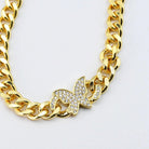 Butterfly Bliss: Gold Curb Link Pendant Necklace - Bella Blossom Boutique