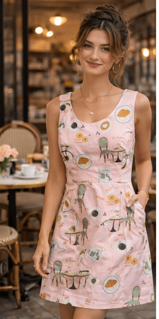 Café Rosé Pink Printed Cotton Mini Dress - Bella Blossom Boutique