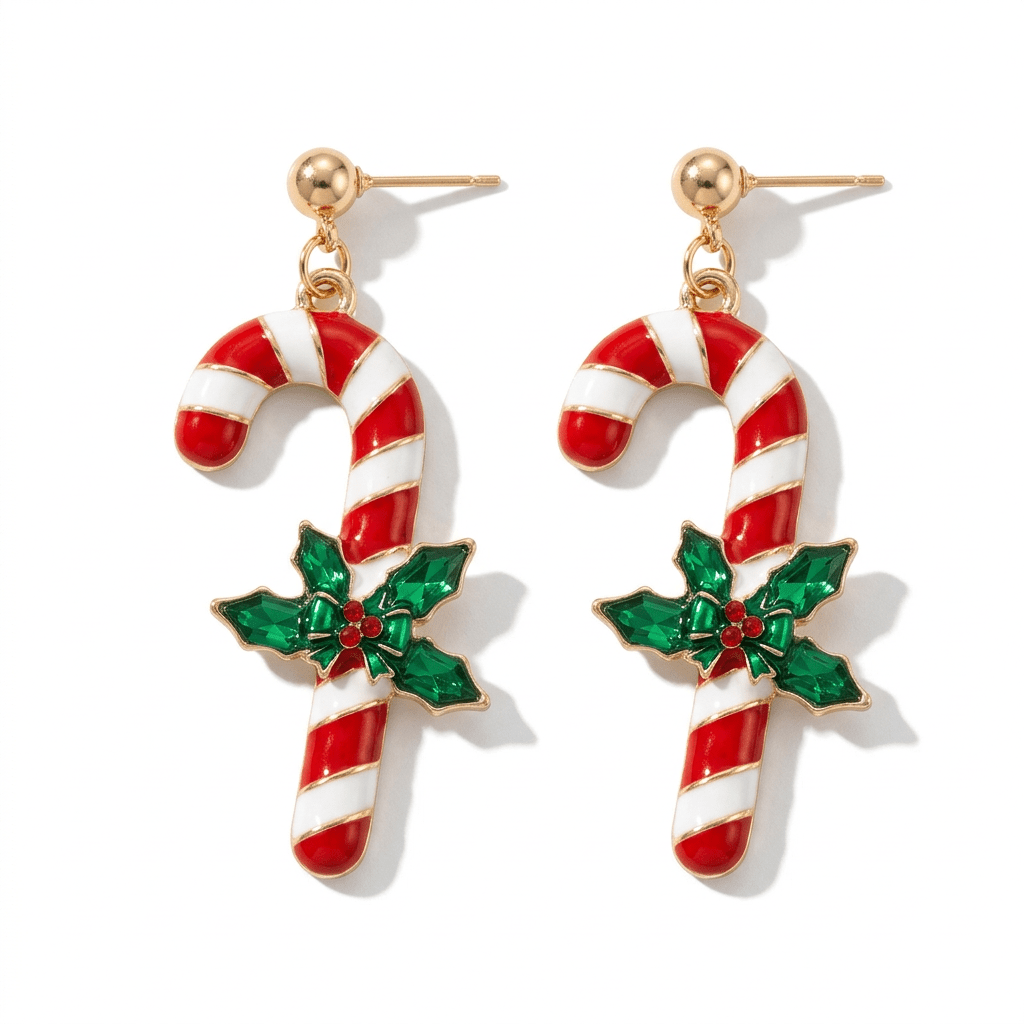 Candy Cane Dangle Earrings - Bella Blossom Boutique
