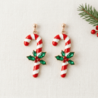 Candy Cane Dangle Earrings - Bella Blossom Boutique
