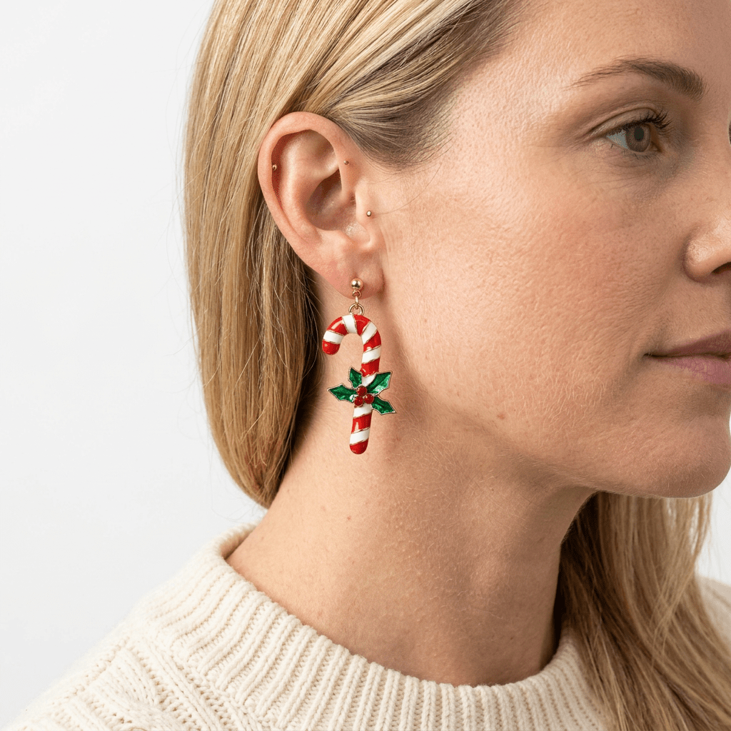 Candy Cane Dangle Earrings - Bella Blossom Boutique