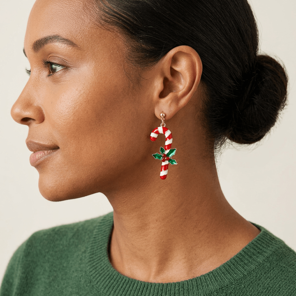 Candy Cane Dangle Earrings - Bella Blossom Boutique