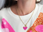Celestial Enamel Heart & Star Link Necklace - Bella Blossom Boutique