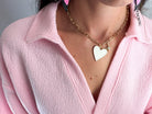 Celestial Enamel Heart & Star Link Necklace - Bella Blossom Boutique