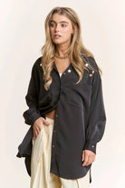 Celestial Gold Star Black Button - Up Blouse - Bella Blossom Boutique