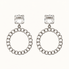 Chain Link Circle Earrings with Rhinestone - Bella Blossom Boutique