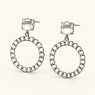 Chain Link Circle Earrings with Rhinestone - Bella Blossom Boutique