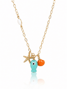 Coastal Charm Sea Life Necklace – Gold Starfish & Ocean Jewel Pendant - Bella Blossom Boutique