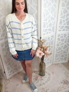 Coastal Starfish Striped Knit Cardigan | Seaside Boutique Style - Bella Blossom Boutique
