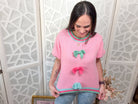 Coquette Chic Pink Color Block Sweater with Bow Accents - Bella Blossom Boutique