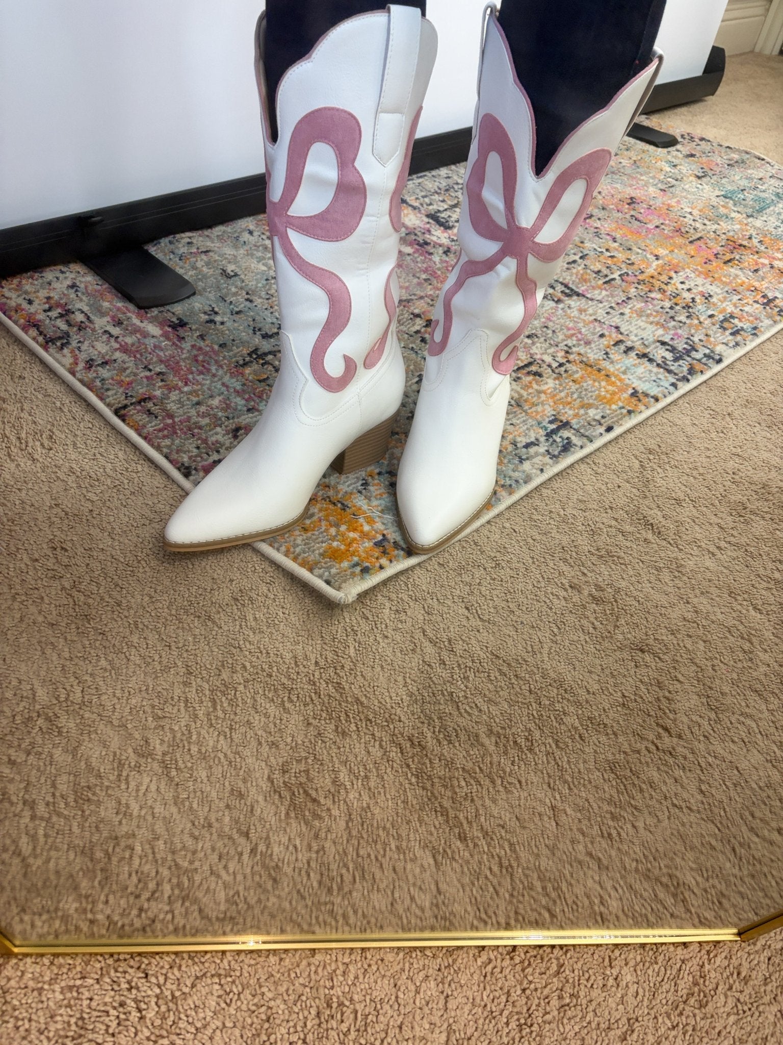Coquette Pink Ribbon Western Boots – Chic White Bow Cowboy Boots - Bella Blossom Boutique
