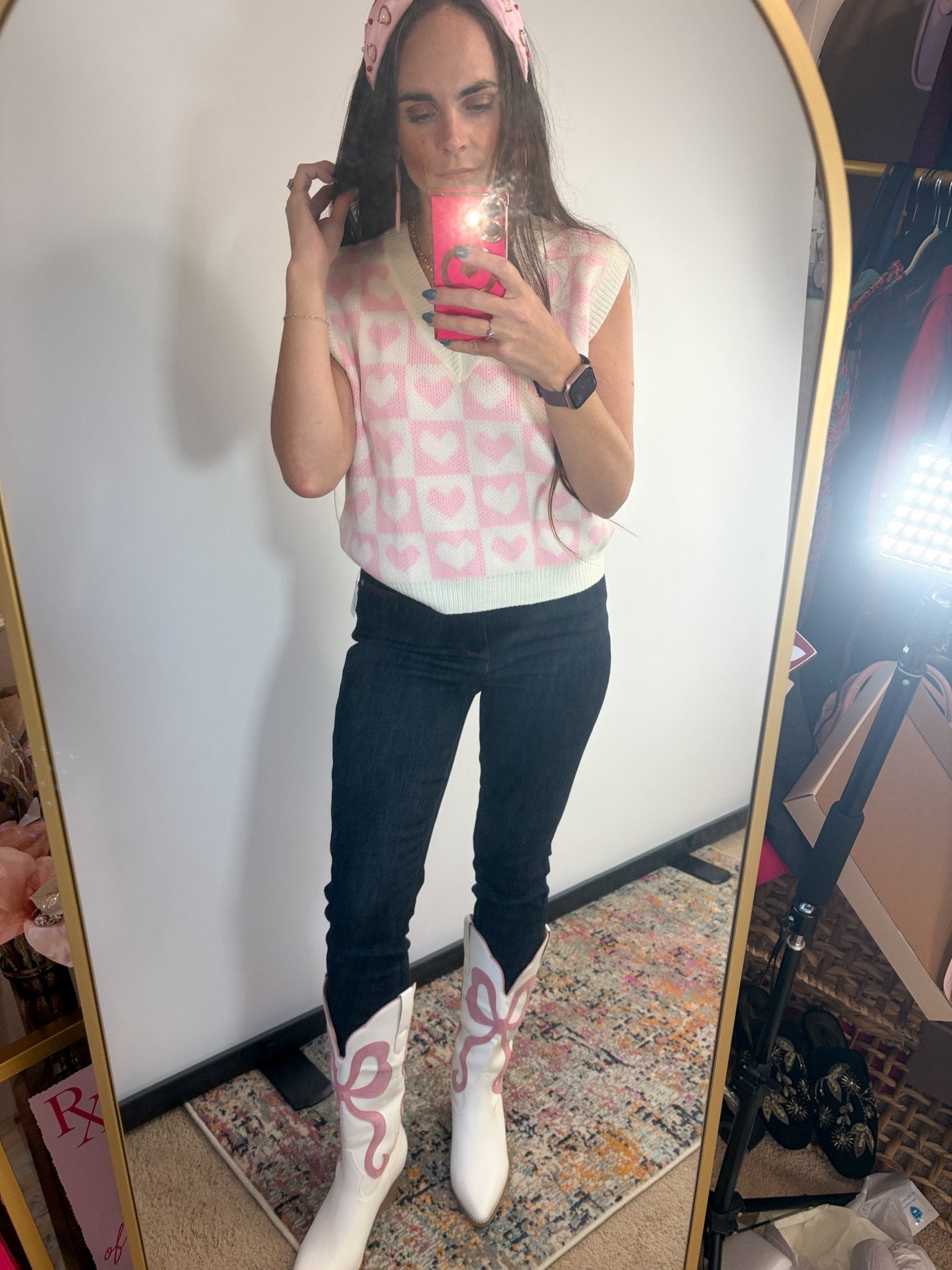Coquette Pink Ribbon Western Boots – Chic White Bow Cowboy Boots - Bella Blossom Boutique