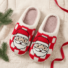 Cozy Christmas Plush Slippers – Festive Santa & Pink Tree Holiday House Shoes - Bella Blossom Boutique