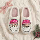 Cozy Christmas Plush Slippers – Festive Santa & Pink Tree Holiday House Shoes - Bella Blossom Boutique