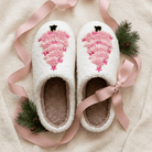 Cozy Christmas Plush Slippers – Festive Santa & Pink Tree Holiday House Shoes - Bella Blossom Boutique