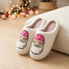 Cozy Christmas Plush Slippers – Festive Santa & Pink Tree Holiday House Shoes - Bella Blossom Boutique