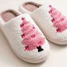 Cozy Christmas Plush Slippers – Festive Santa & Pink Tree Holiday House Shoes - Bella Blossom Boutique