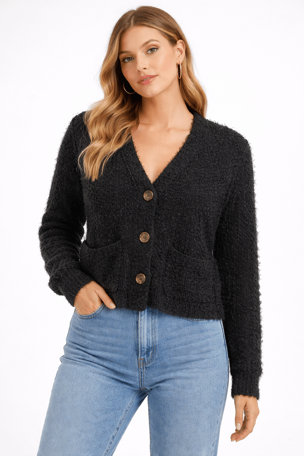 Cozy Popcorn Knit Button - Up Cardigan – Relaxed Fit Essential - Bella Blossom Boutique