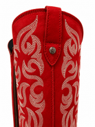 Crimson Luxe: Authentic Red Leather Embroidered Cowgirl Boots - Bella Blossom Boutique