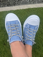 Crystal Luxe Denim Rhinestone Sneakers — Chic Sparkle Comfort - Bella Blossom Boutique