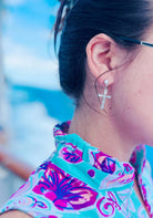 Divine Dangles: Sparkling Crystal Cross Drop Earrings - Bella Blossom Boutique
