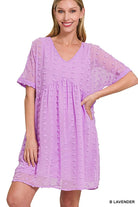 Effortless Swiss Dot V - Neck Flutter Babydoll Dress - Bella Blossom Boutique