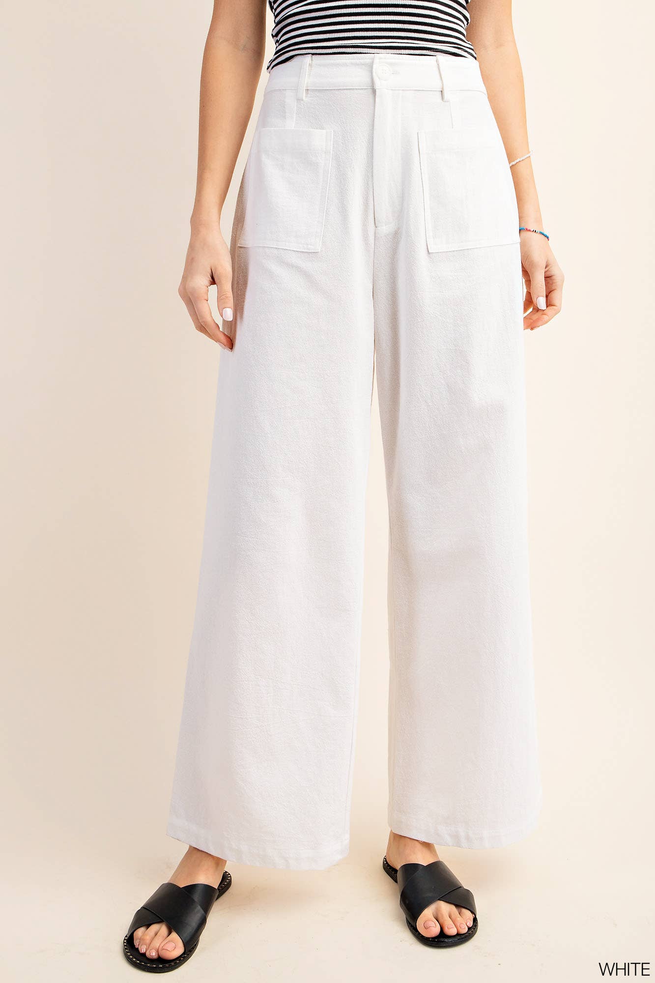 Electra Lightweight Wide - Leg Pants with Utility Pockets - Bella Blossom Boutique