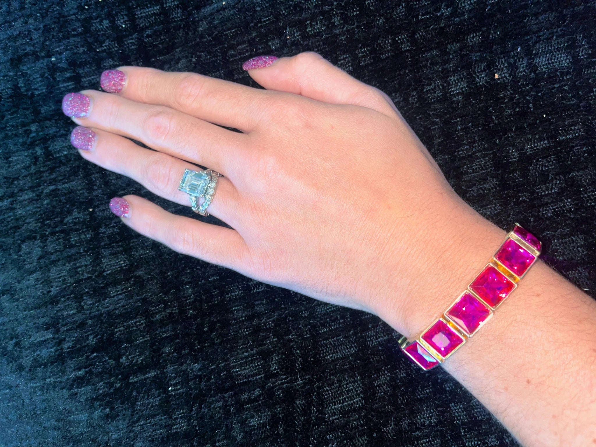 Electric Pink Geometric Square Stretch Bracelet - Bella Blossom Boutique