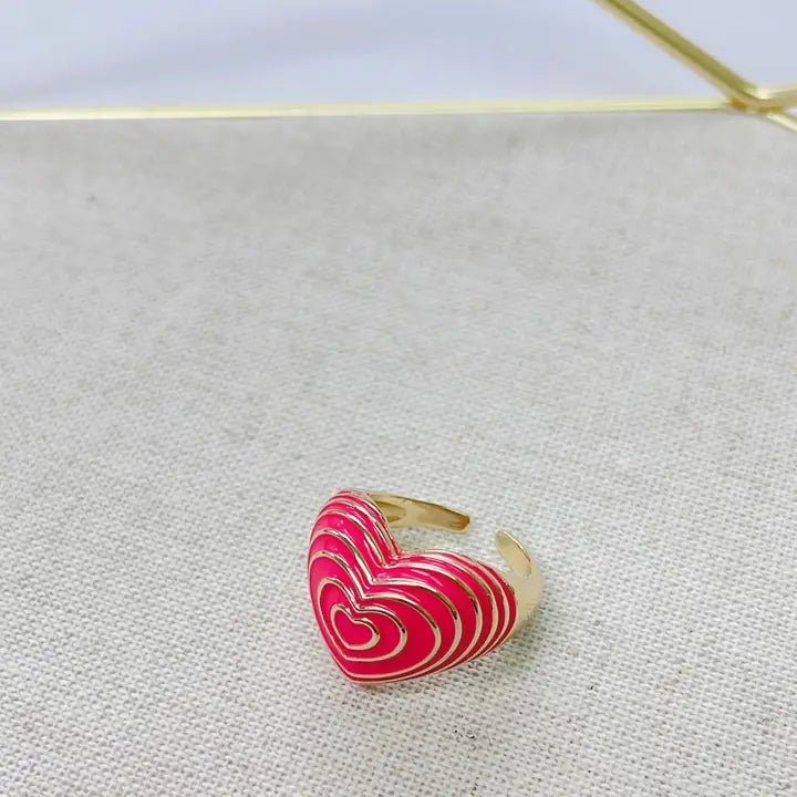 Electric Pink & Gold Statement Heart Ring - Bella Blossom Boutique