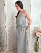 Elegance Plaid Two-Piece Midi Skirt & Crop Top Set - Bella Blossom Boutique