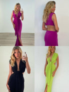 Elena Italian Draped Maxi Dress – Back Cut - Out Evening Gown - Bella Blossom Boutique