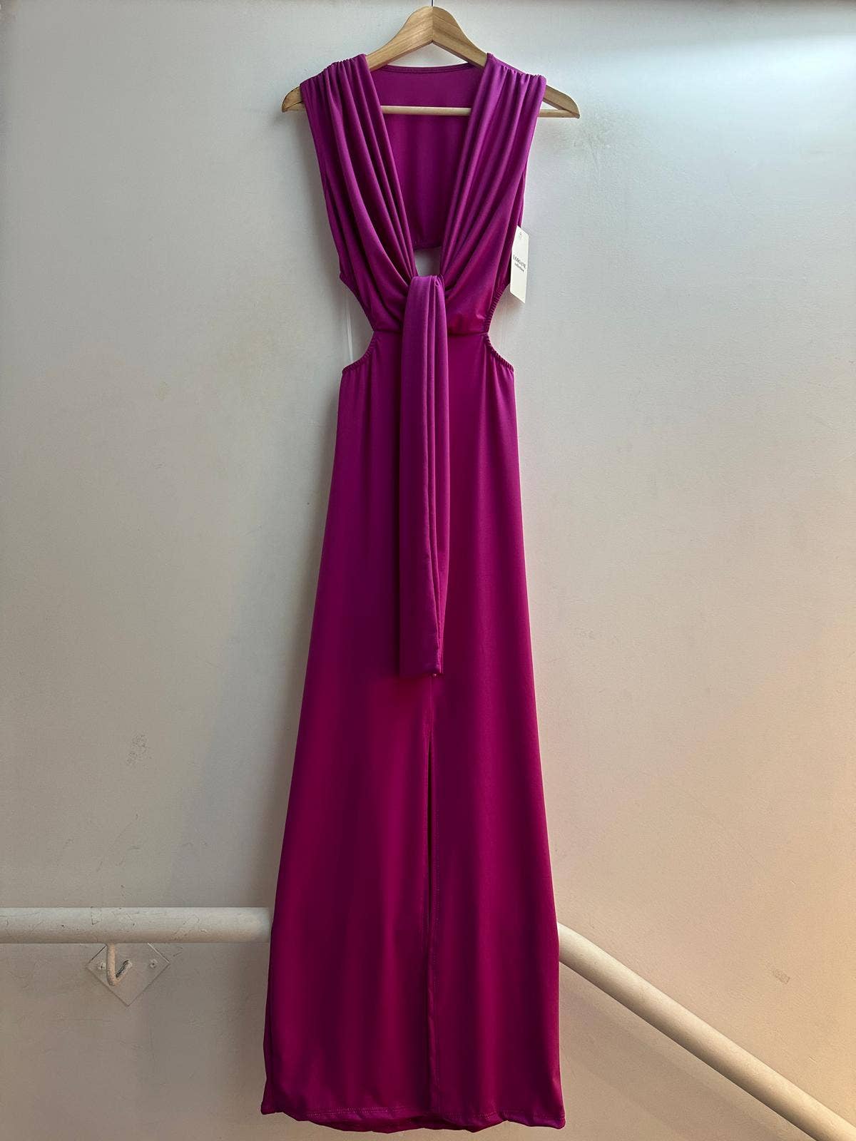 Elena Italian Draped Maxi Dress – Back Cut - Out Evening Gown - Bella Blossom Boutique