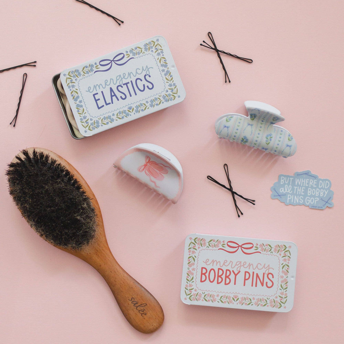 Emergency Bobby Pins Travel Tin- 60 Hair Pins - Bella Blossom Boutique