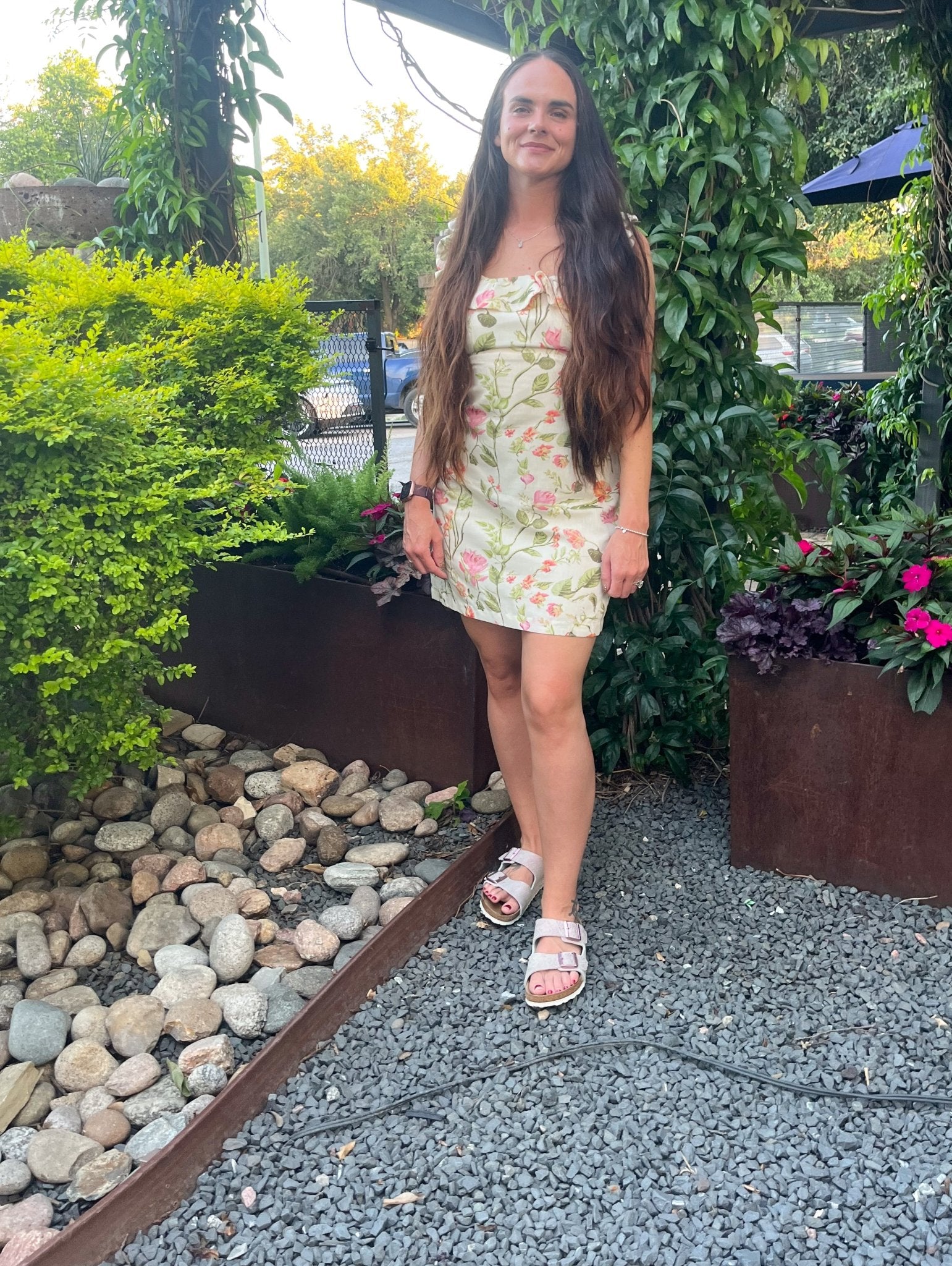 Everly Botanical Ruffle Mini Dress – Romantic Floral Garden Style - Bella Blossom Boutique