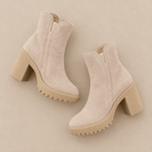 Everly Suede Block Heel Booties – Neutral Lug Sole Ankle Boots - Bella Blossom Boutique