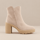 Everly Suede Block Heel Booties – Neutral Lug Sole Ankle Boots - Bella Blossom Boutique