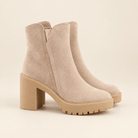 Everly Suede Block Heel Booties – Neutral Lug Sole Ankle Boots - Bella Blossom Boutique